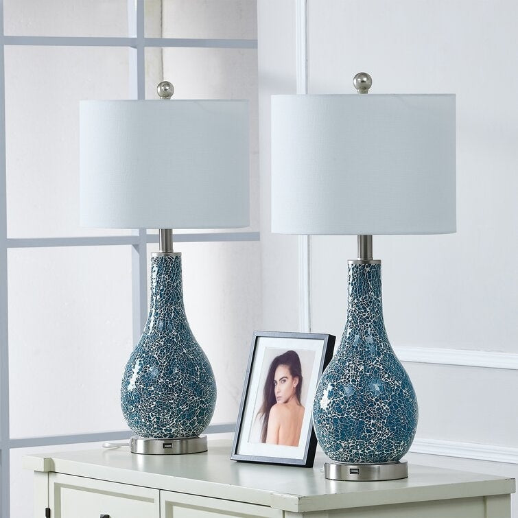 Ensemble de lampes de table en verre avec port USB (lot de 2)