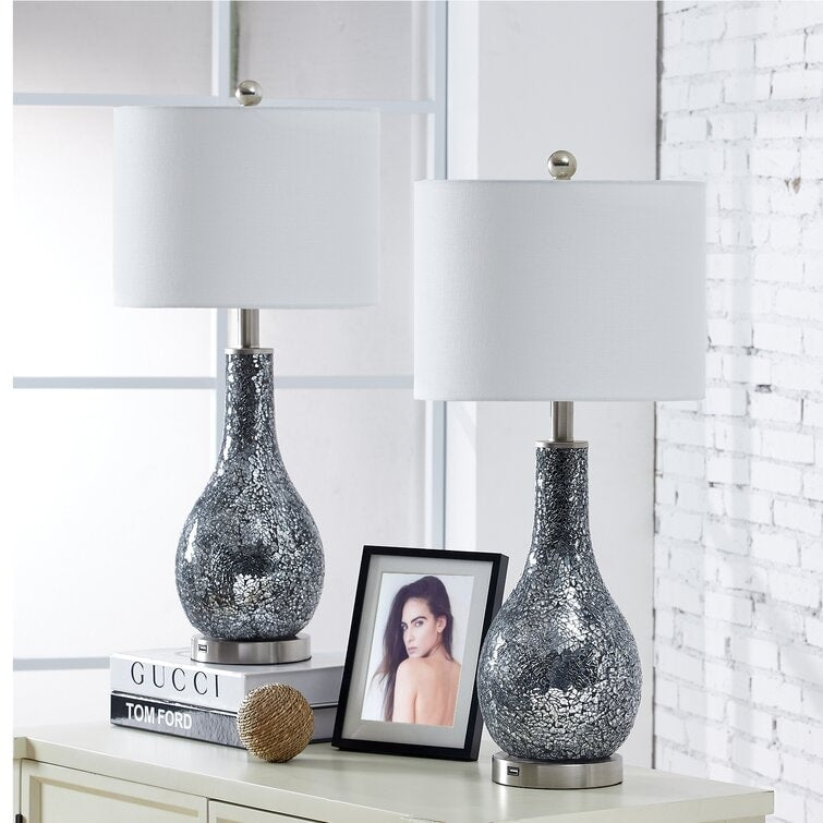 Ensemble de lampes de table en verre avec port USB (lot de 2)