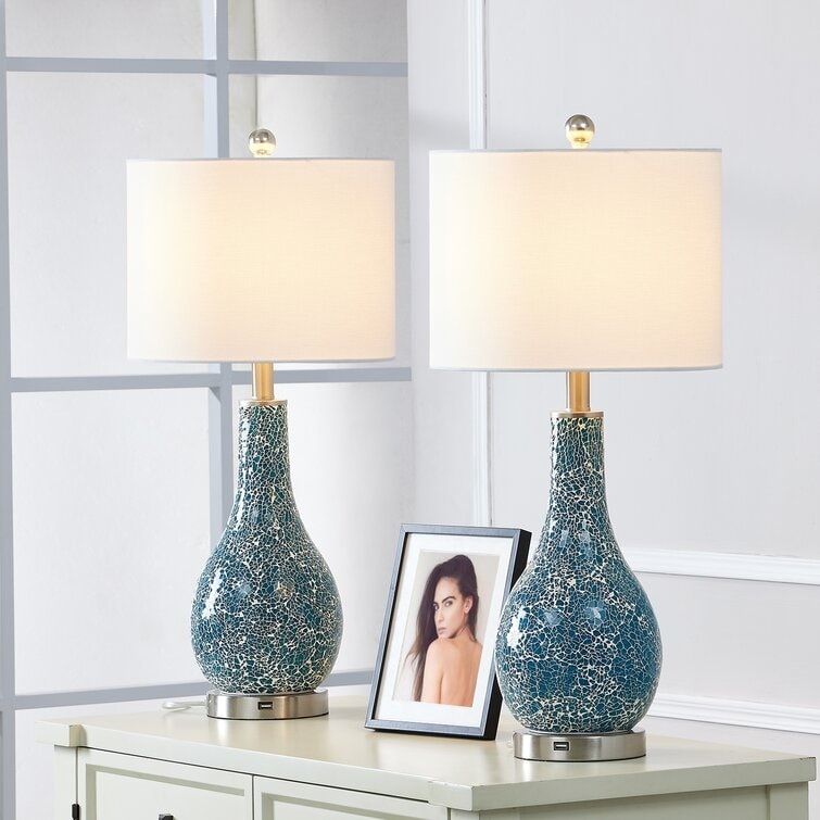 Ensemble de lampes de table en verre avec port USB (lot de 2)