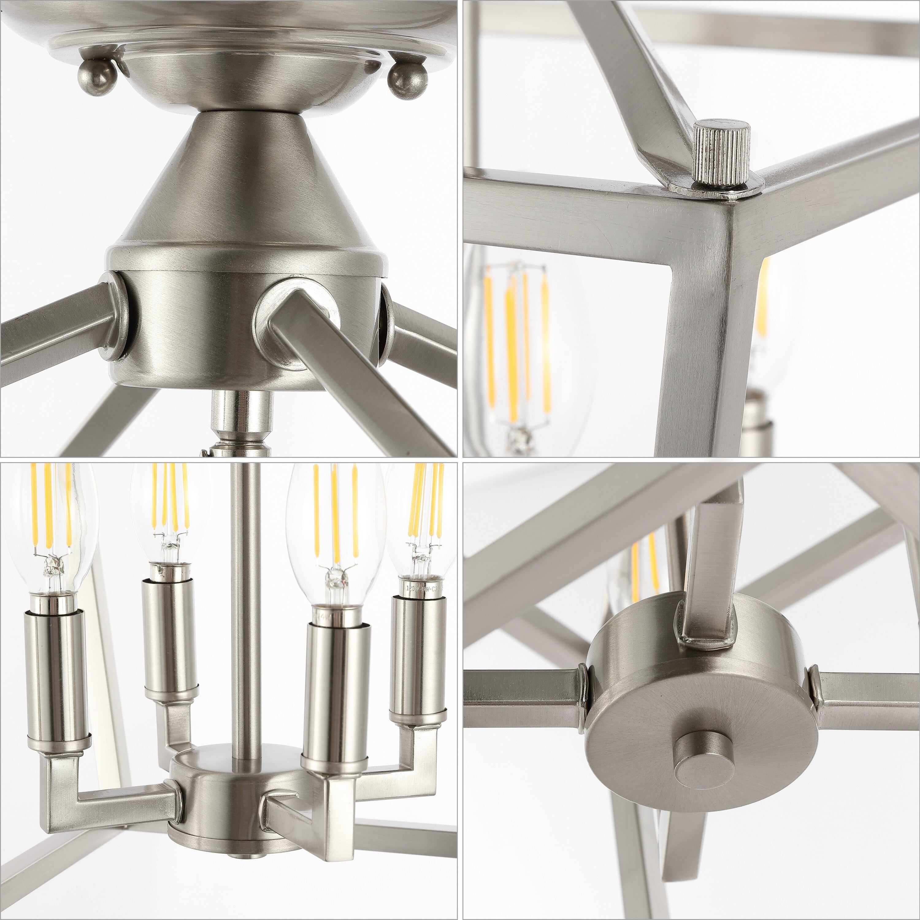 Lanterne miniature Milton à 4 lumières en fer, style ferme moderne, montage encastré à DEL, par JONATHAN Y