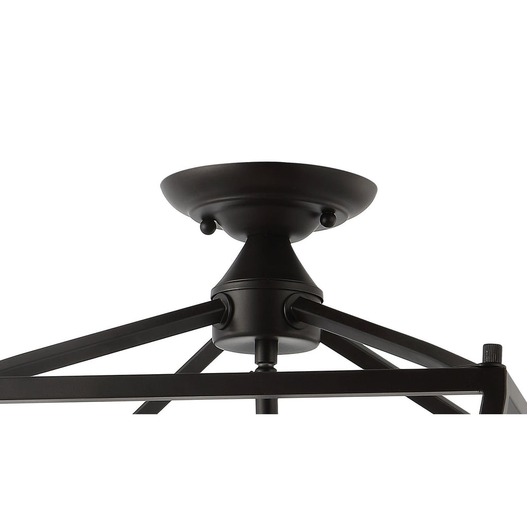 Lanterne miniature Milton à 4 lumières en fer, style ferme moderne, montage encastré à DEL, par JONATHAN Y