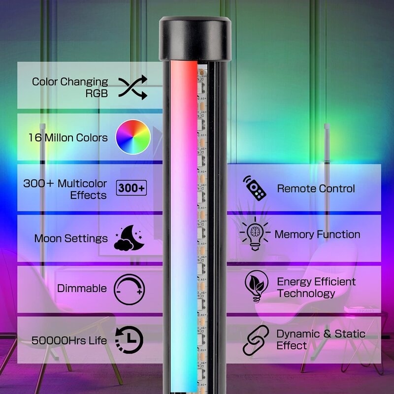 Lampadaire d'angle RVB minimaliste - Lot de 2