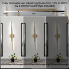 Applique murale linéaire minimaliste en métal à 2 lumières à LED et intensité variable