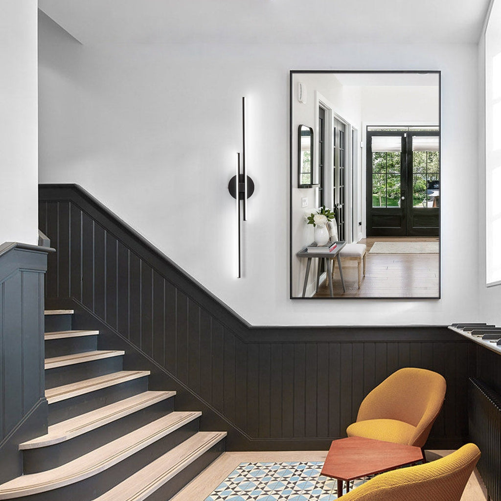 Applique murale linéaire minimaliste en métal à 2 lumières à LED et intensité variable