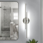 Applique murale linéaire minimaliste en métal à 2 lumières à LED et intensité variable