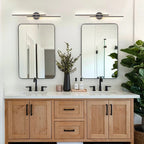 Applique murale linéaire minimaliste en métal à 2 lumières à LED et intensité variable