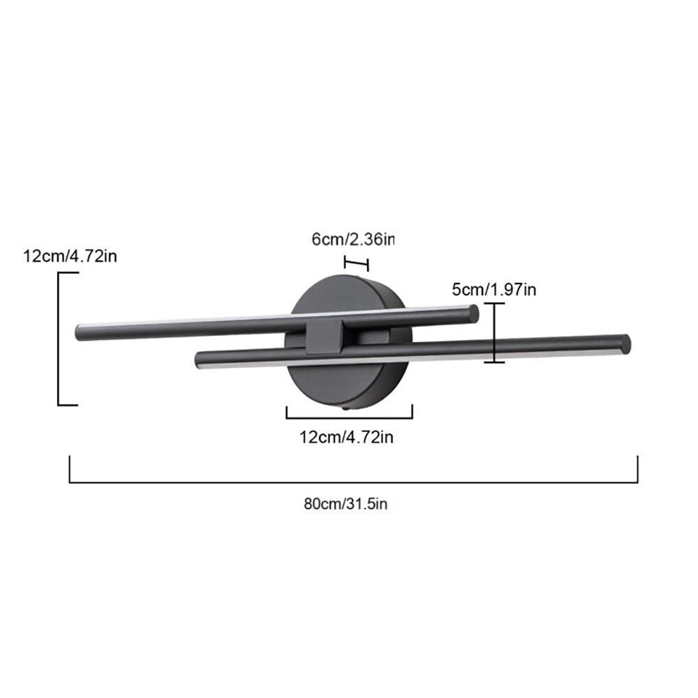 Applique murale linéaire minimaliste en métal à 2 lumières à LED et intensité variable
