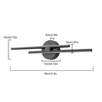 Applique murale linéaire minimaliste en métal à 2 lumières à LED et intensité variable