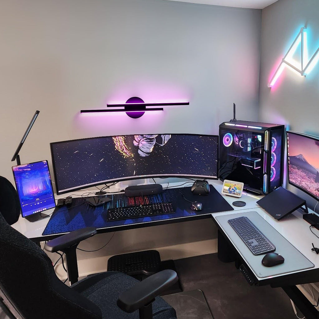 Applique murale linéaire minimaliste en métal à 2 lumières à LED et intensité variable