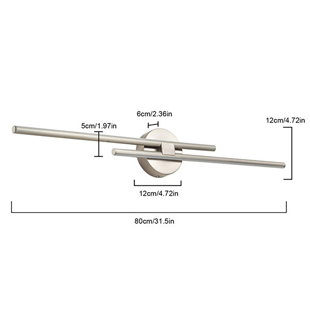 Applique murale linéaire minimaliste en métal à 2 lumières à LED et intensité variable
