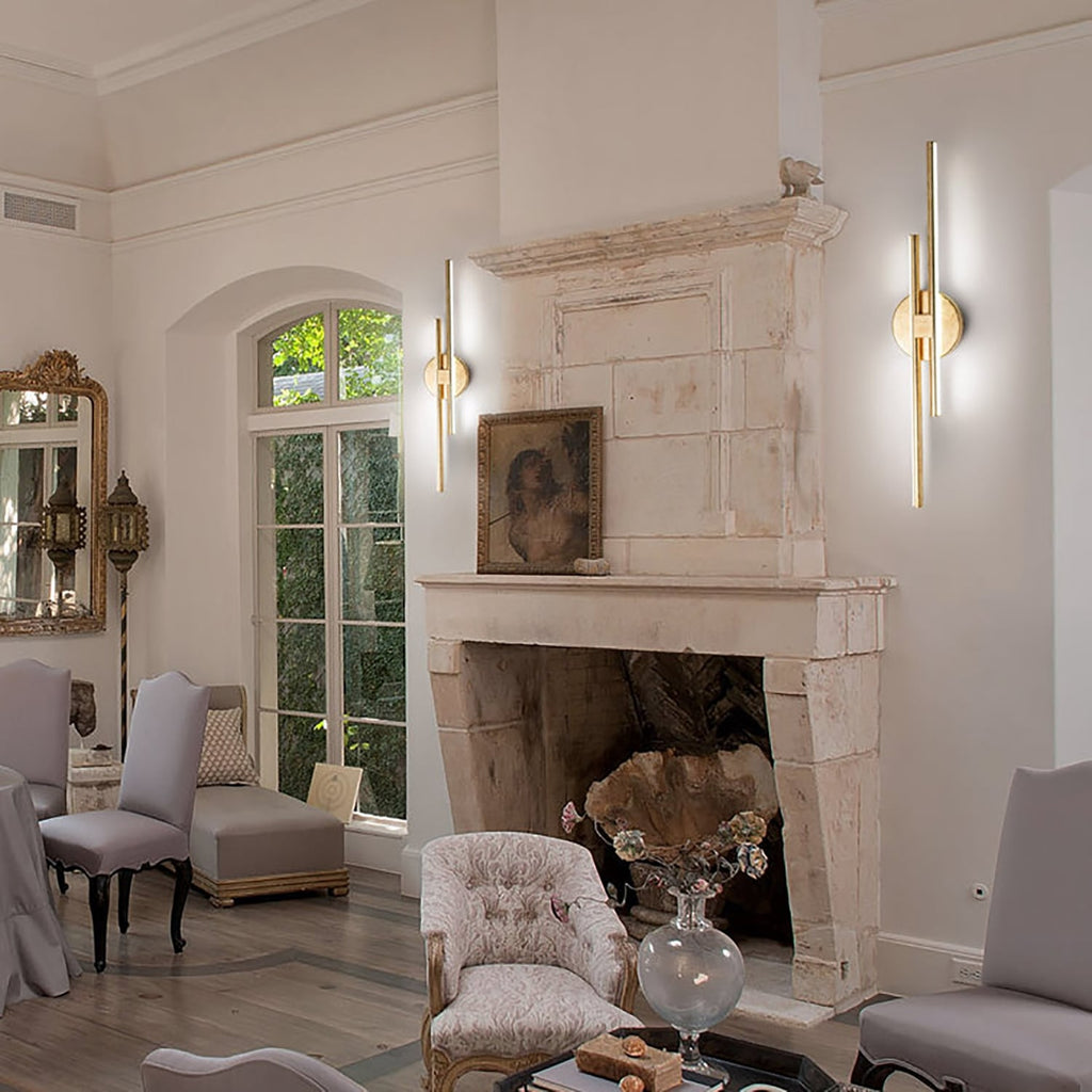 Applique murale linéaire minimaliste en métal à 2 lumières à LED et intensité variable