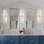 Applique murale linéaire minimaliste en métal à 2 lumières à LED et intensité variable