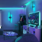 Applique murale linéaire minimaliste en métal à 2 lumières à LED et intensité variable