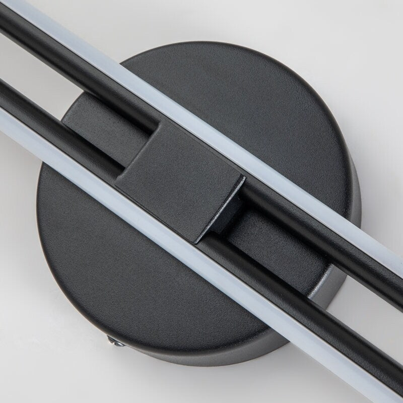 Applique murale linéaire minimaliste en métal à 2 lumières à LED et intensité variable