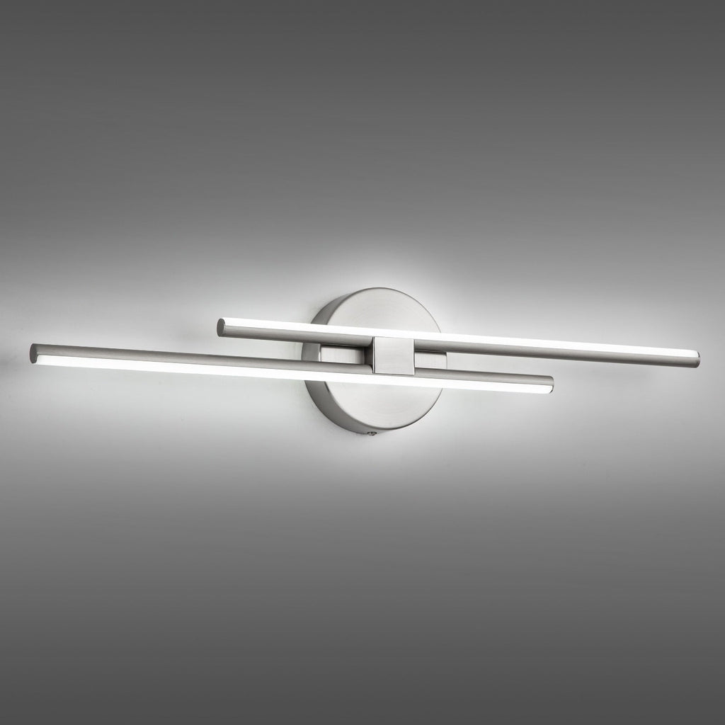 Applique murale linéaire minimaliste en métal à 2 lumières à LED et intensité variable