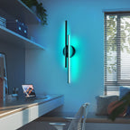 Applique murale linéaire minimaliste en métal à 2 lumières à LED et intensité variable