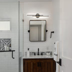 Applique murale linéaire minimaliste en métal à 2 lumières à LED et intensité variable