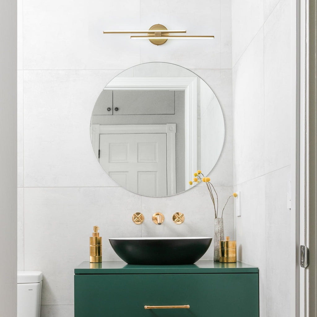 Applique murale linéaire minimaliste en métal à 2 lumières à LED et intensité variable