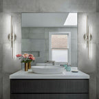 Applique murale linéaire minimaliste en métal à 2 lumières à LED et intensité variable