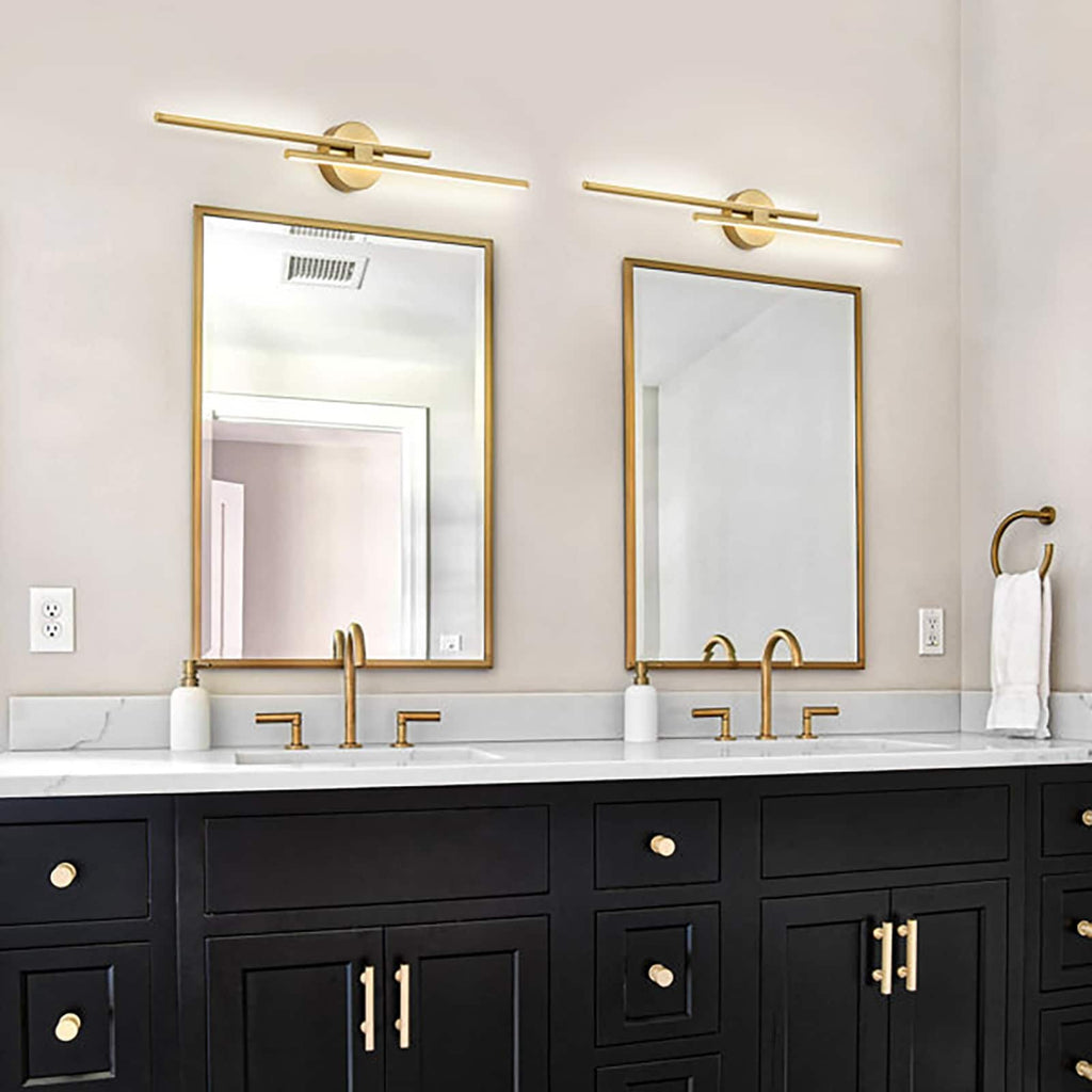 Applique murale linéaire minimaliste en métal à 2 lumières à LED et intensité variable