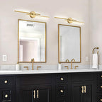 Applique murale linéaire minimaliste en métal à 2 lumières à LED et intensité variable