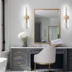 Applique murale linéaire minimaliste en métal à 2 lumières à LED et intensité variable