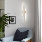 Applique murale linéaire minimaliste en métal à 2 lumières à LED et intensité variable