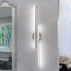 Applique murale linéaire minimaliste en métal à 2 lumières à LED et intensité variable