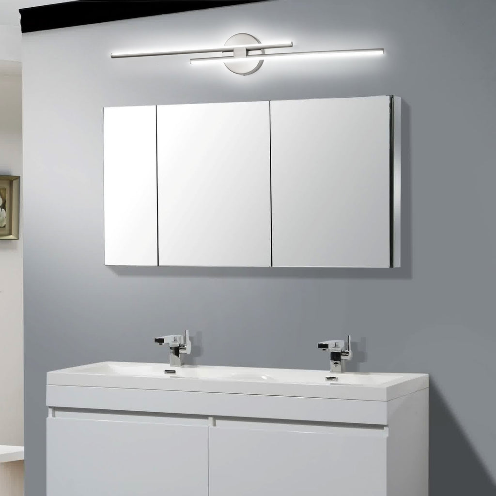 Applique murale linéaire minimaliste en métal à 2 lumières à LED et intensité variable