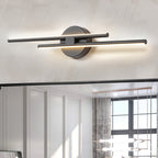 Applique murale linéaire minimaliste en métal à 2 lumières à LED et intensité variable