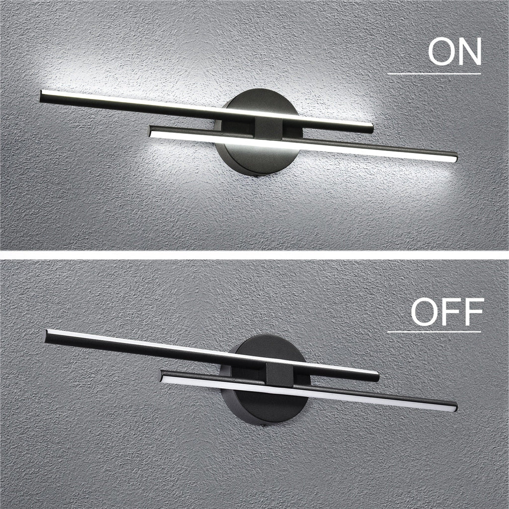 Applique murale linéaire minimaliste en métal à 2 lumières à LED et intensité variable
