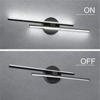 Applique murale linéaire minimaliste en métal à 2 lumières à LED et intensité variable