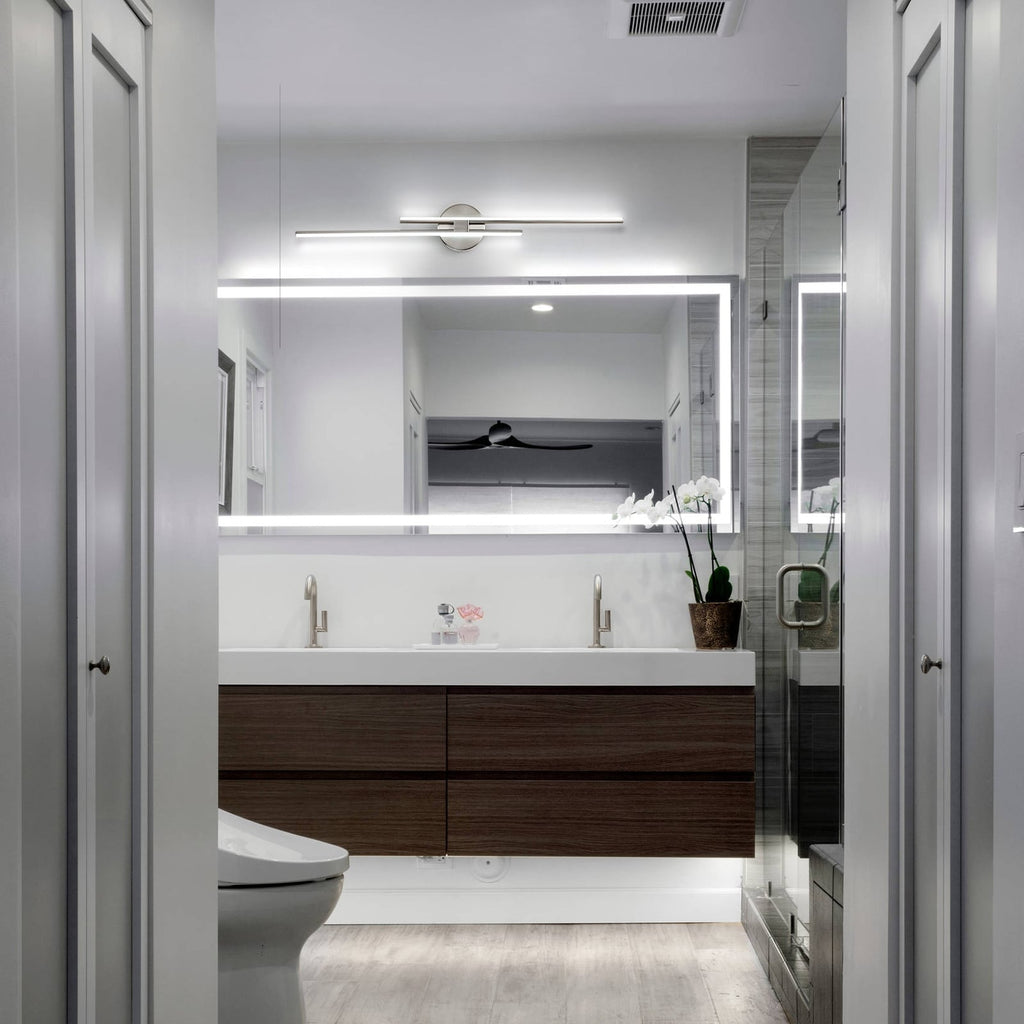 Applique murale linéaire minimaliste en métal à 2 lumières à LED et intensité variable