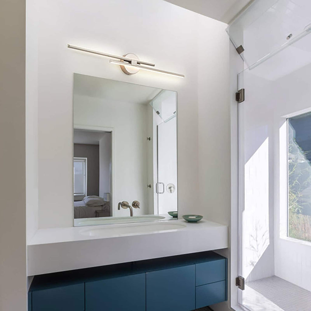 Applique murale linéaire minimaliste en métal à 2 lumières à LED et intensité variable