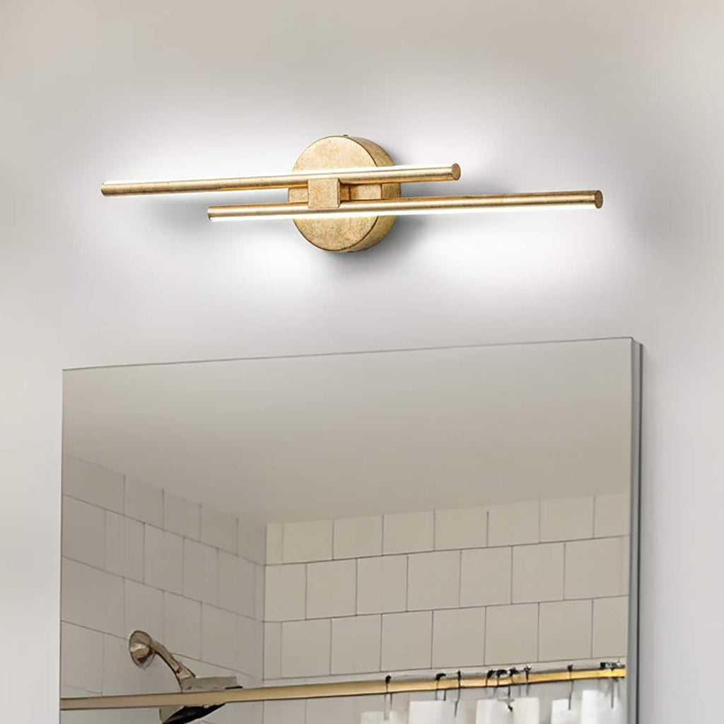 Applique murale linéaire minimaliste en métal à 2 lumières à LED et intensité variable