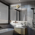 Applique murale linéaire minimaliste en métal à 2 lumières à LED et intensité variable