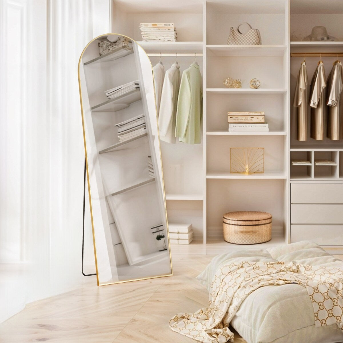 Miroir mural pleine longueur avec verre incassable, à poser au sol pour chambre à coucher ou vestiaire