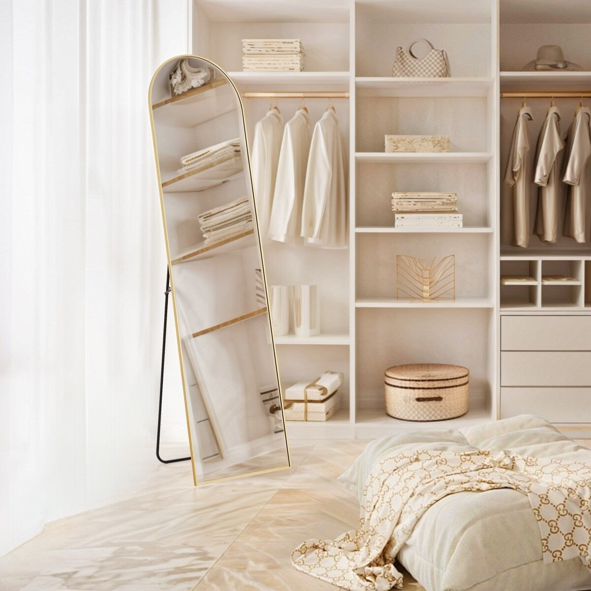 Miroir mural pleine longueur avec verre incassable, à poser au sol pour chambre à coucher ou vestiaire