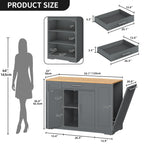 Meuble de rangement pour îlot de cuisine roulant Moasis de 53 pouces, chariot de cuisine mobile portable