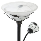 Lampadaire torchère traditionnel Moasis 71 avec lampe de lecture réglable, abat-jour en verre albâtre - 71H