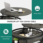 Table basse ronde relevable Moasis avec rangement dissimulé