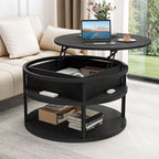 Table basse ronde relevable Moasis avec rangement dissimulé