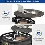 Table basse ronde relevable Moasis avec rangement dissimulé