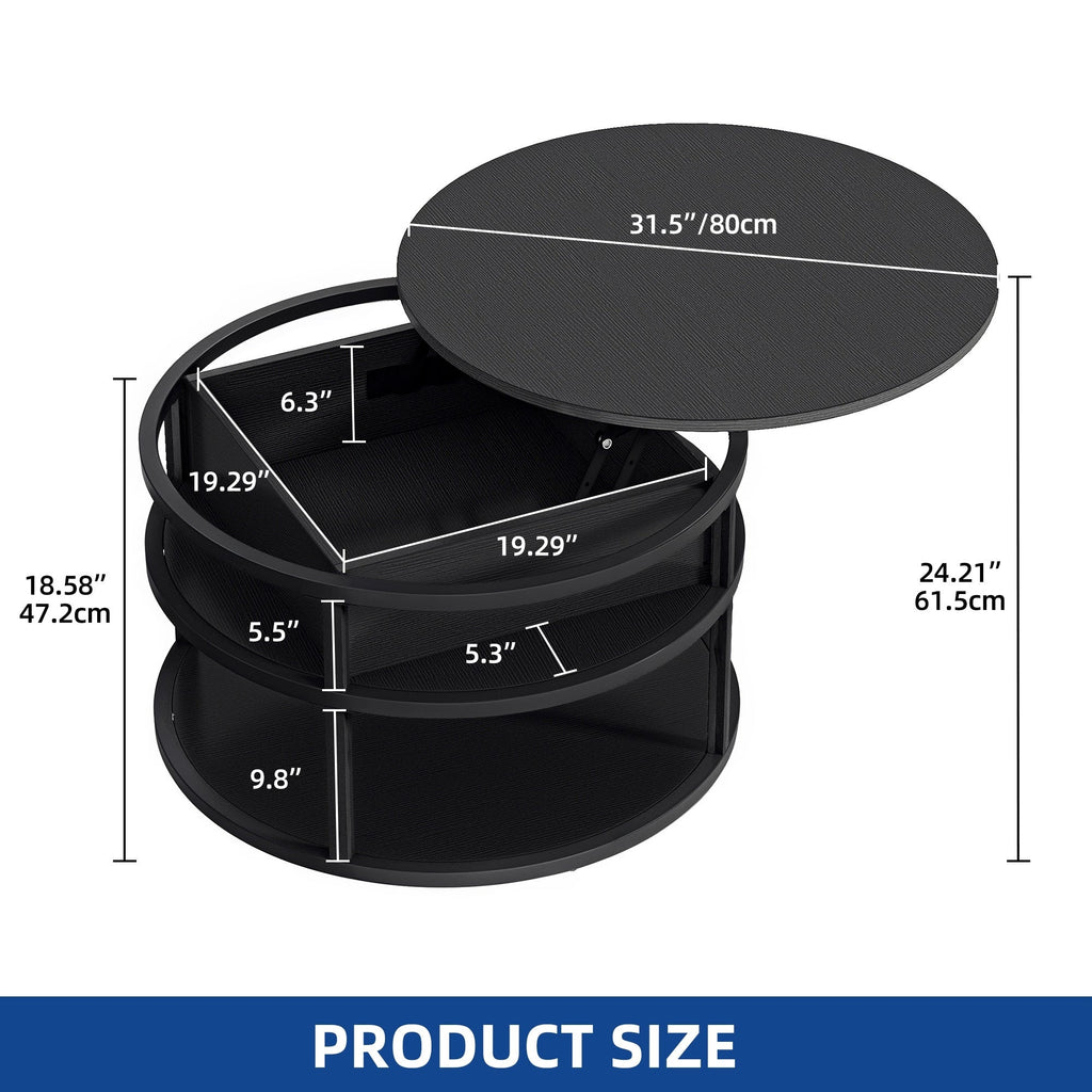 Table basse ronde relevable Moasis avec rangement dissimulé