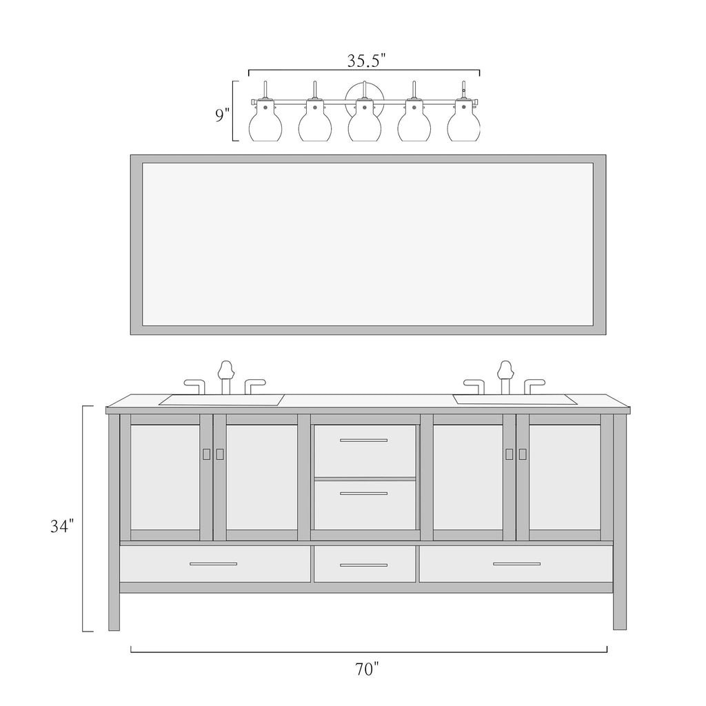 Applique murale moderne à 2, 3, 4 ou 5 lampes pour salle de bain, design minimaliste, en verre