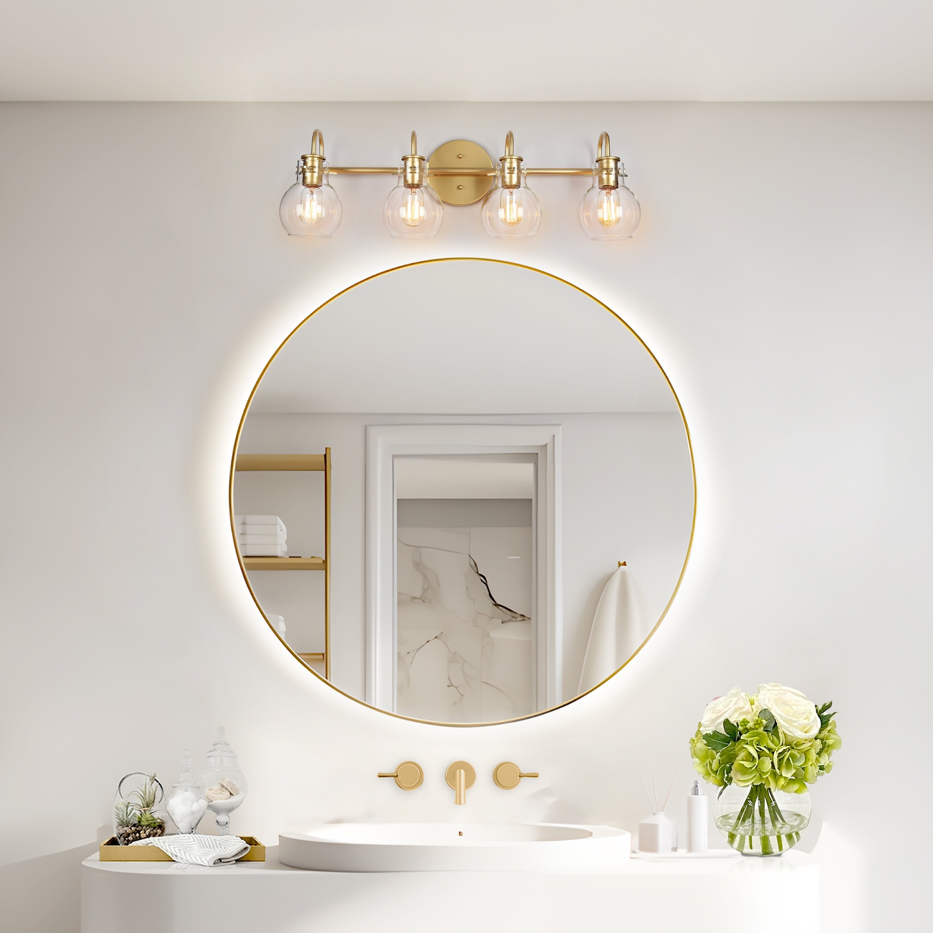 Applique murale moderne à 2, 3, 4 ou 5 lampes pour salle de bain, design minimaliste, en verre