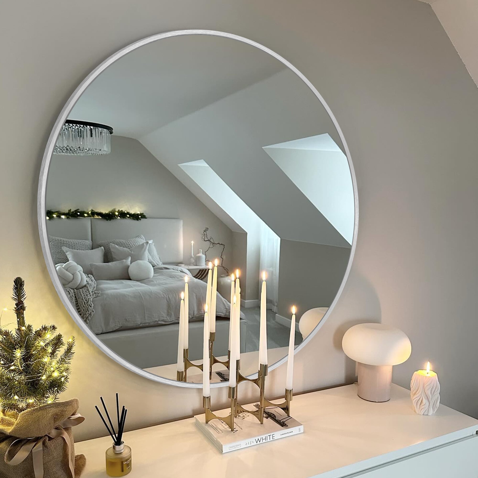 Miroir de courtoisie rond mural pour salle de bain moderne