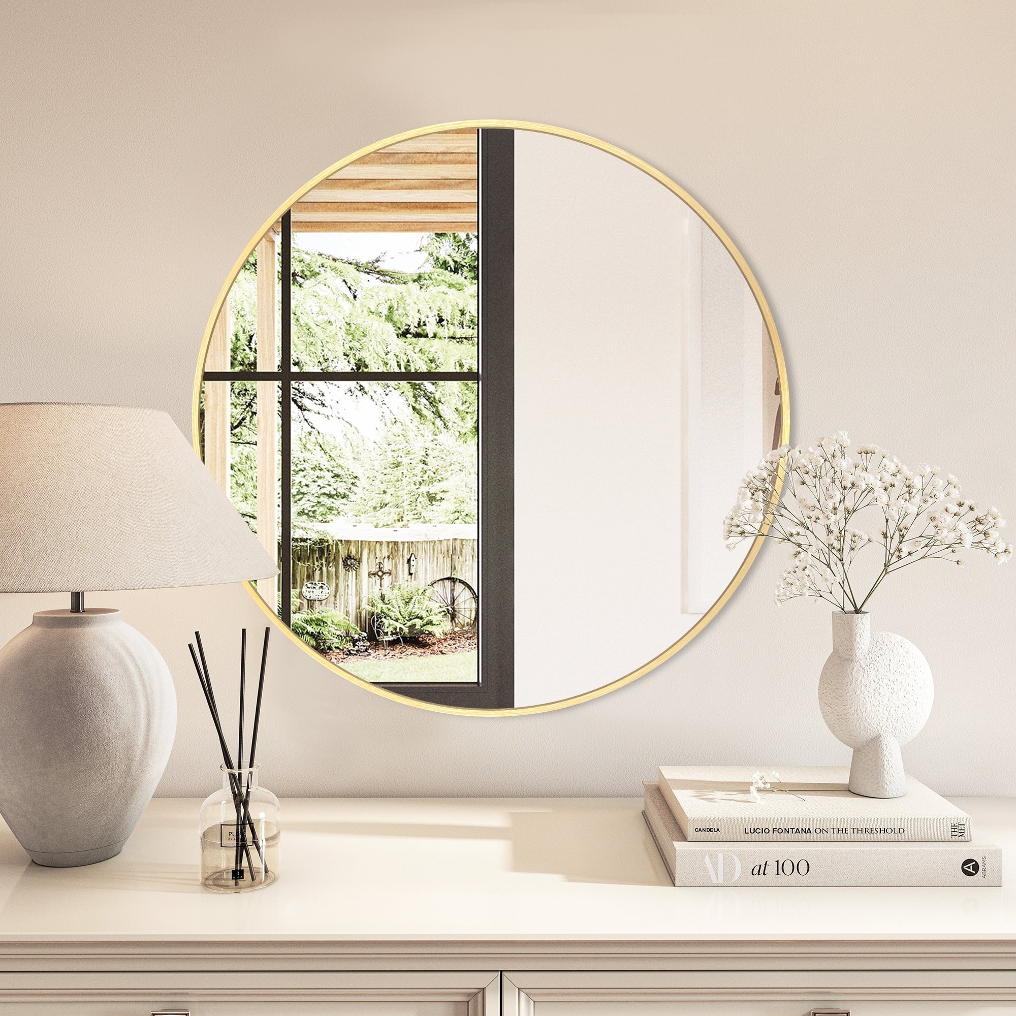 Miroir de courtoisie rond mural pour salle de bain moderne