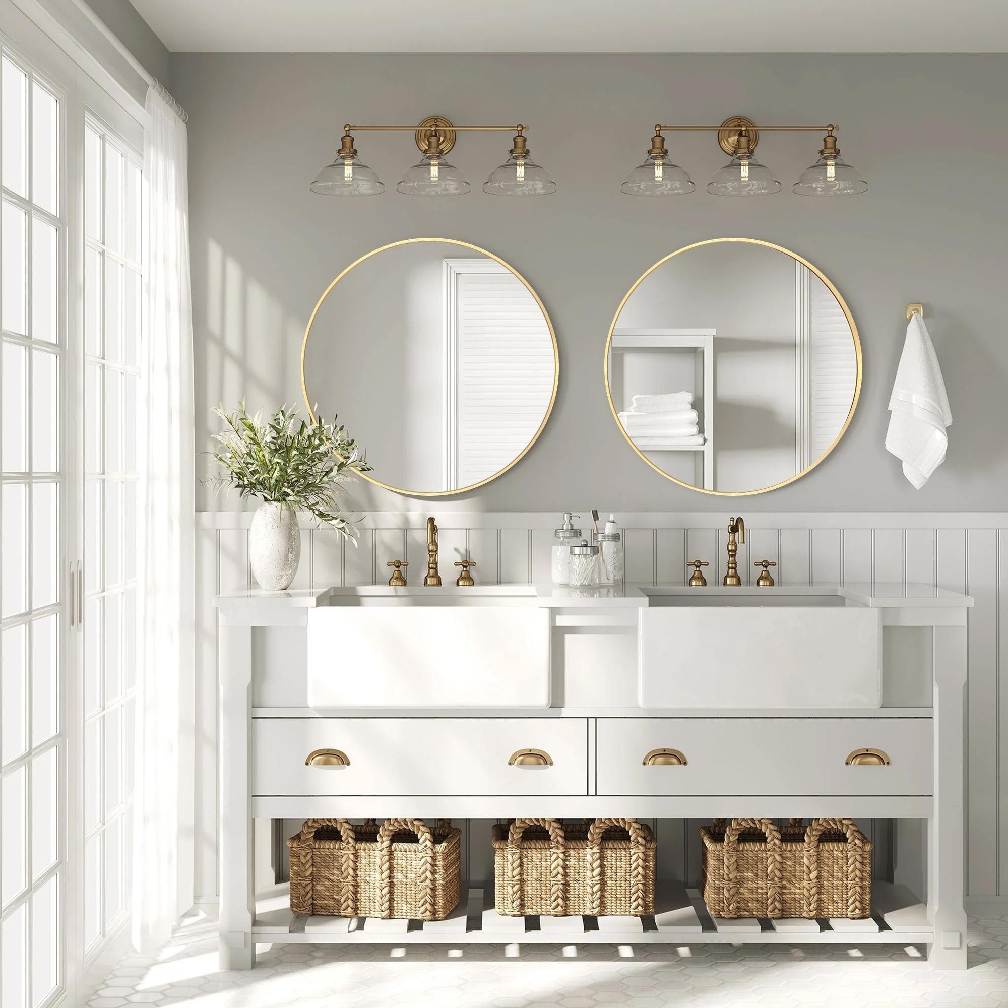 Miroir de courtoisie rond mural pour salle de bain moderne