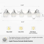 Appliques murales à intensité variable pour salle de bain en cristal moderne